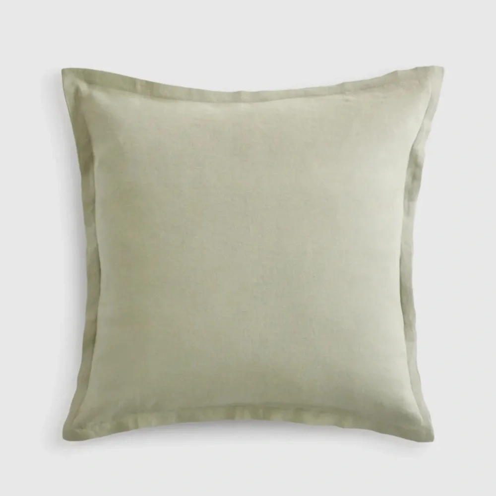 QUINCE European Linen Euro Shams Set Of 2 Willowleaf 3156 - Picture 4 of 10